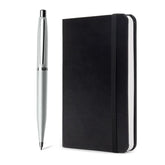 Sheaffer Gift Set ft. Strobe Silver VFM Ballpoint Pen with Chrome Trims and Small Notebook