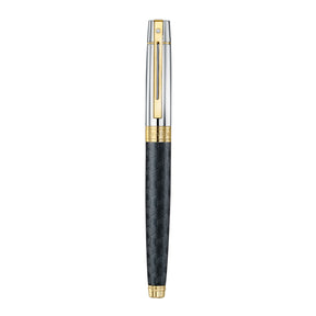 Sheaffer 300 9347 Engraved Black Rollerball Pen with Chrome Cap and Gold Trims