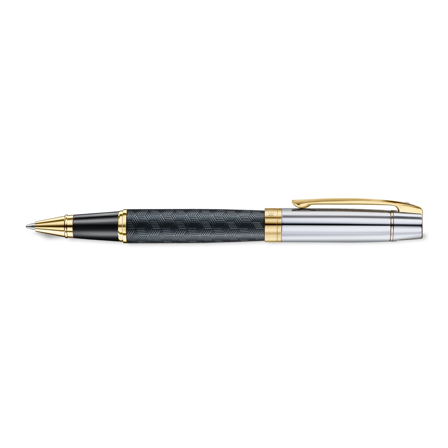 Sheaffer 300 9347 Engraved Black Rollerball Pen with Chrome Cap and Gold Trims