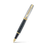 Sheaffer 300 9347 Engraved Black Fountain Pen with Chrome Cap and Gold Trims