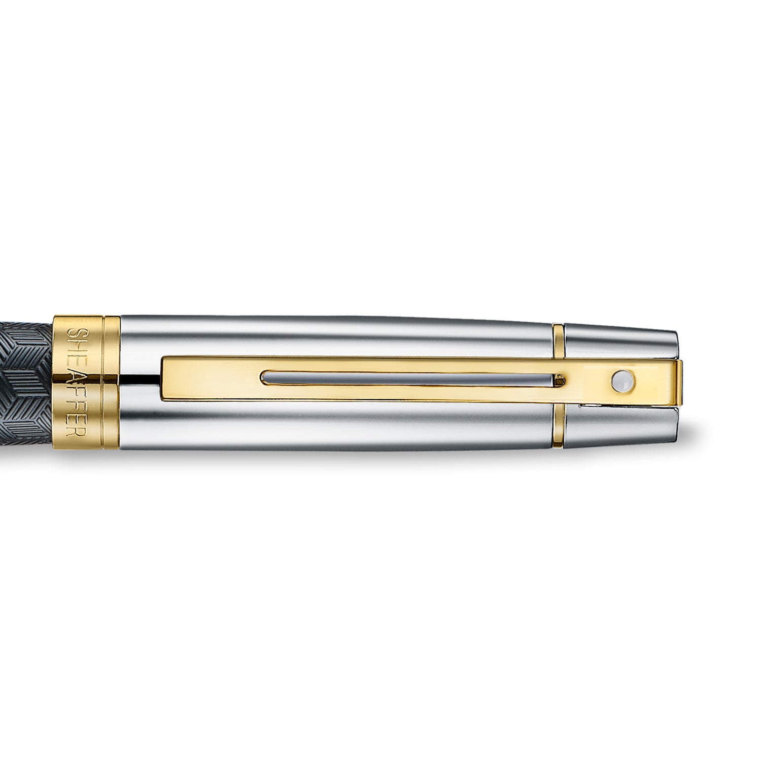 Sheaffer 300 9347 Engraved Black Fountain Pen with Chrome Cap and Gold Trims