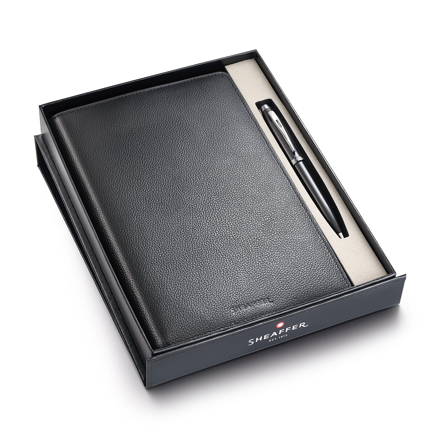 Sheaffer Gift Set 100 Ballpoint Pen with Leather Notebook Jacket