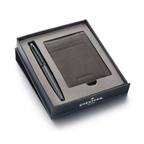 Sheaffer Gift Set ft. Matte Gray VFM 9424 Rollerball Pen with Black Trims and Driftwood Gray Credit Card Holder