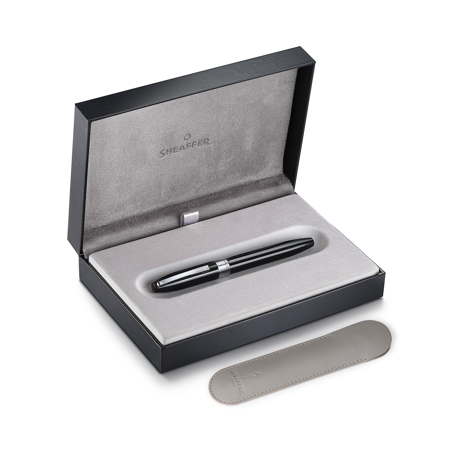 Sheaffer Legacy 9064 Glossy Black Inlaid Nib Fountain Pen (Medium) with Chrome-Plated Trims