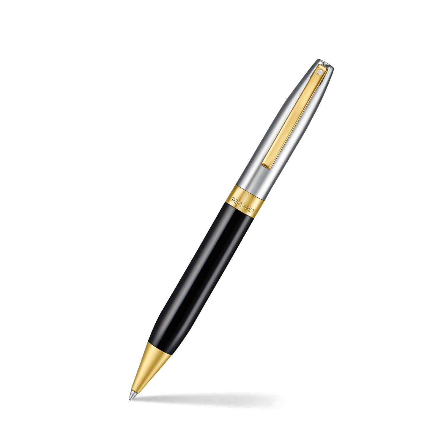 Sheaffer Legacy 9065 Glossy Black and Chrome Bi-color Ballpoint Pen with 14K PVD Gold-Plated, Stainless Steel Trims