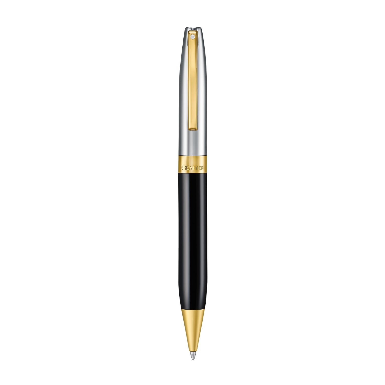 Sheaffer Legacy 9065 Glossy Black and Chrome Bi-color Ballpoint Pen with 14K PVD Gold-Plated, Stainless Steel Trims