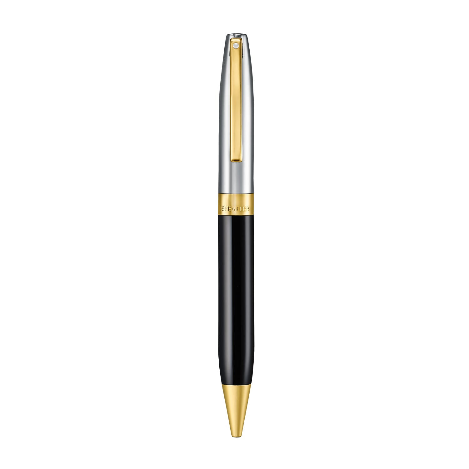 Sheaffer Legacy 9065 Glossy Black and Chrome Bi-color Ballpoint Pen with 14K PVD Gold-Plated, Stainless Steel Trims