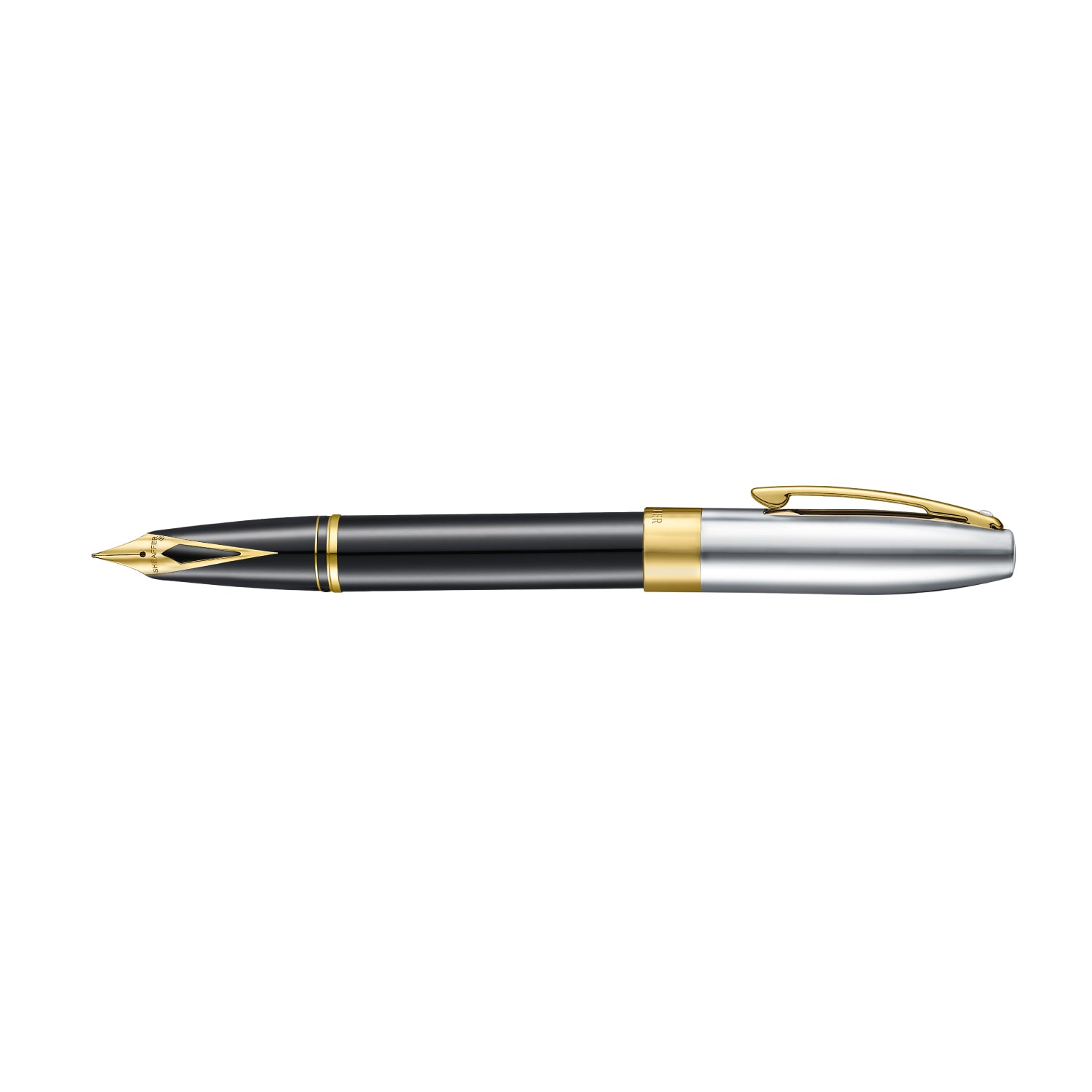 Sheaffer Legacy 9065 Glossy Black and Chrome Bi-Color Fountain Pen with 14k PVD Gold-Plated Inlaid Nib and Trims