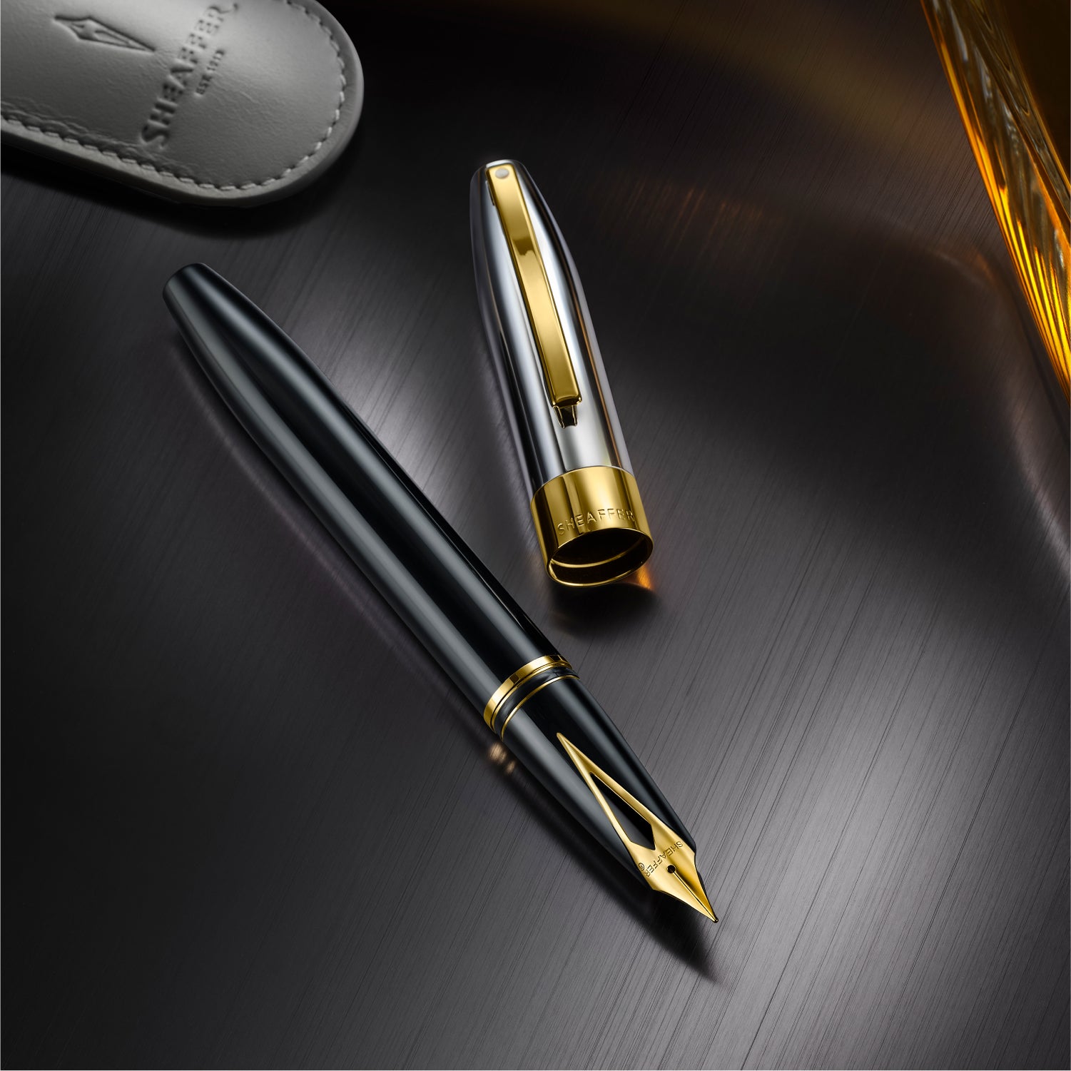 Sheaffer Legacy 9065 Glossy Black and Chrome Bi-Color Fountain Pen with 14k PVD Gold-Plated Inlaid Nib and Trims