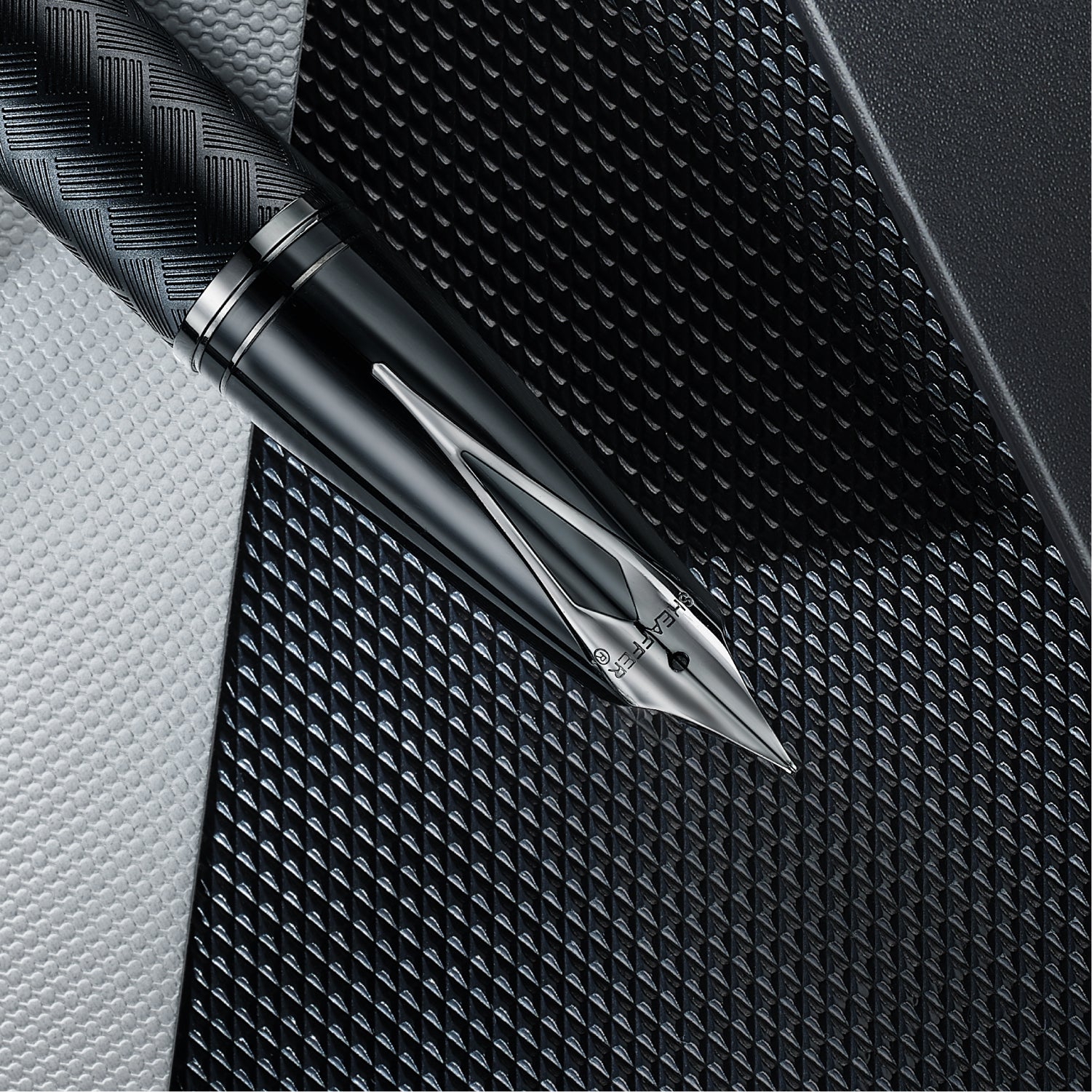 Sheaffer Legacy Chevron 9066 Matte Black Fountain Pen with PVD Gunmetal Inlaid Nib and Trims