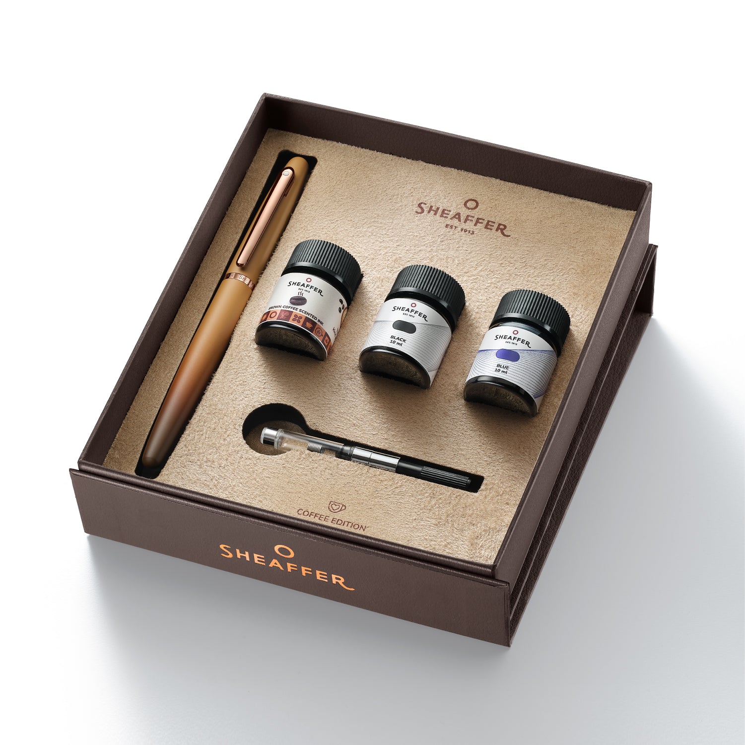 Sheaffer VFM G9428 Coffee Edition Fountain Pen with 3 Ink Vials Gift Set (Medium)