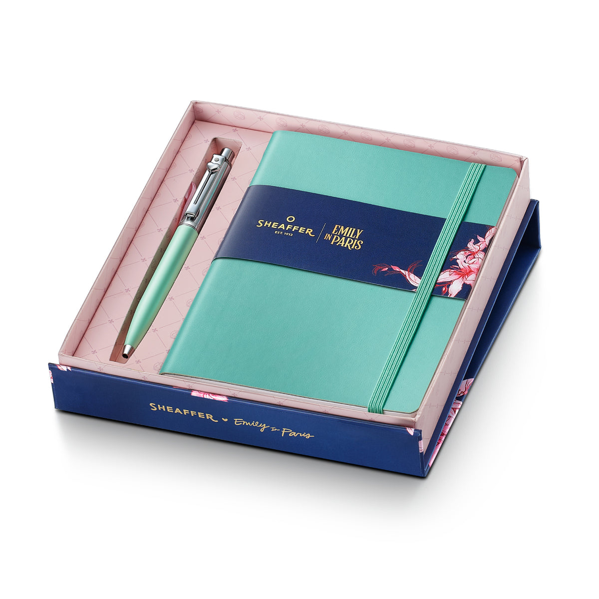 Sheaffer Gift Set Sentinel E321 Emily in Paris Green Matte Finish Ballpoint Pen with Soft Bound Notebook