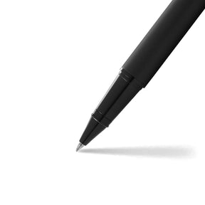 A Sheaffer® 300 Matte Black with Polished Black Trims Rollerball Pen by Sheaffer on a white surface.