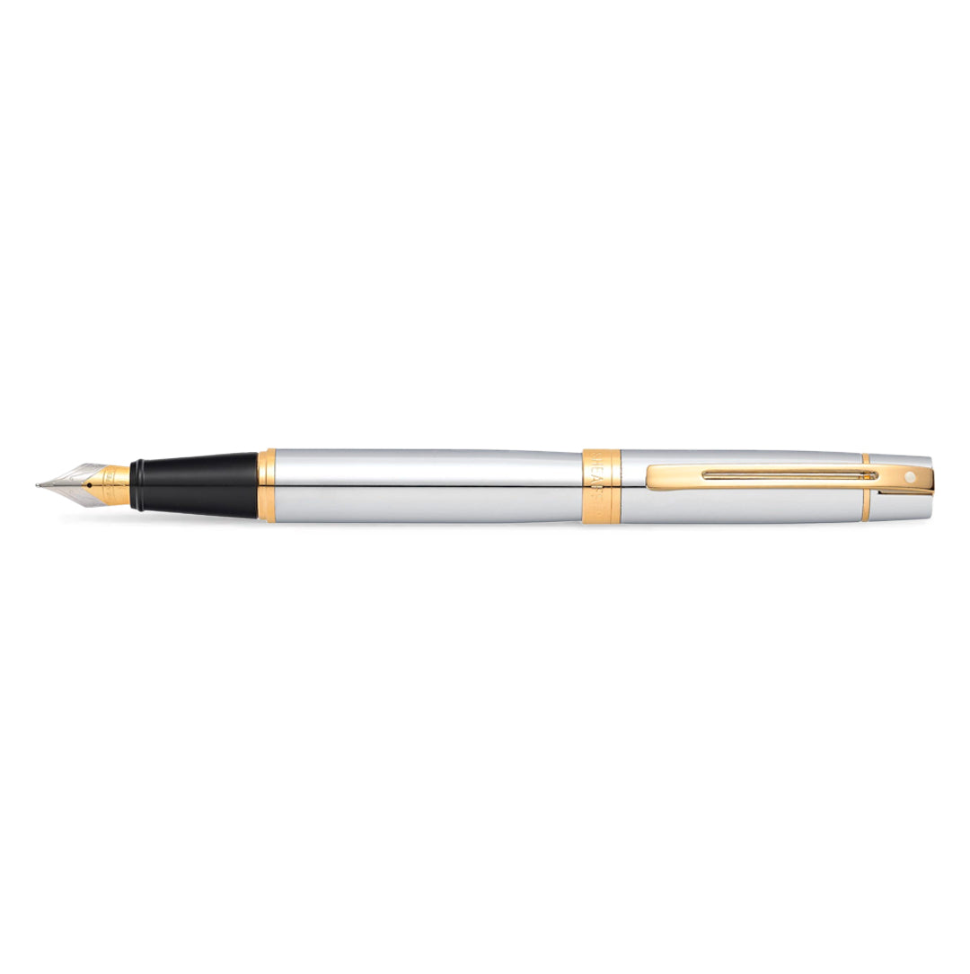 Sheaffer® 300 Bright Chrome Fountain Pen With Gold Trims