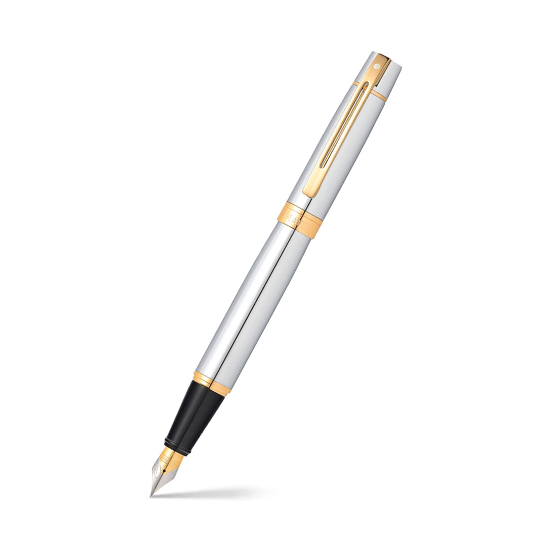 Sheaffer® 300 Bright Chrome Fountain Pen With Gold Trims